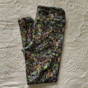 lularoe | black green & purple swirl TC leggings